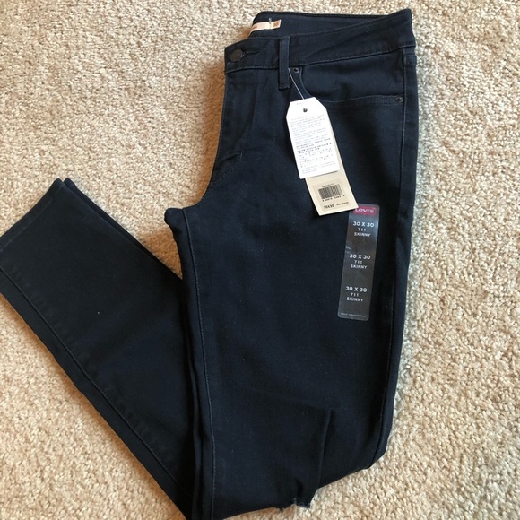 Levi’s 711 Skinny blue mid rise distressed denim jeans pants zip up 30 x 30 - Picture 3 of 9